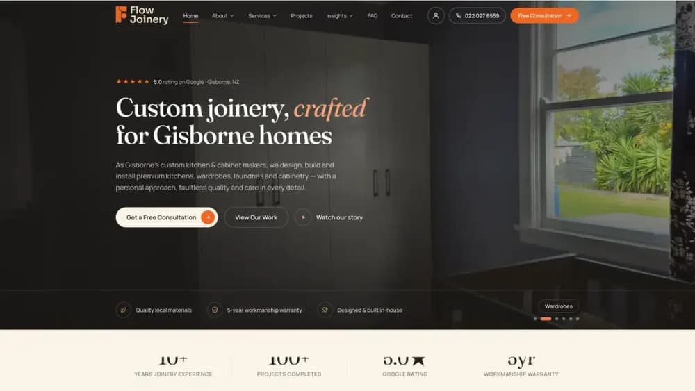 Flow Joinery website built for local search