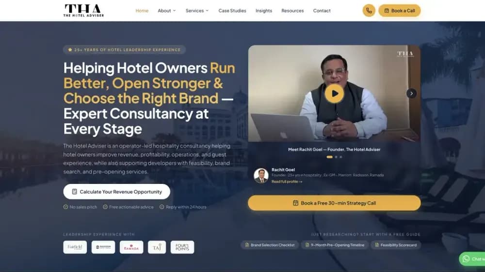 The Hotel Adviser website and lead-capture pages
