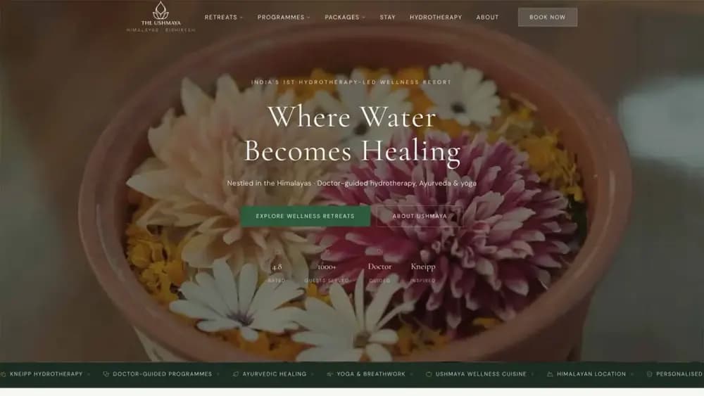 The Ushmaya resort website built for direct bookings