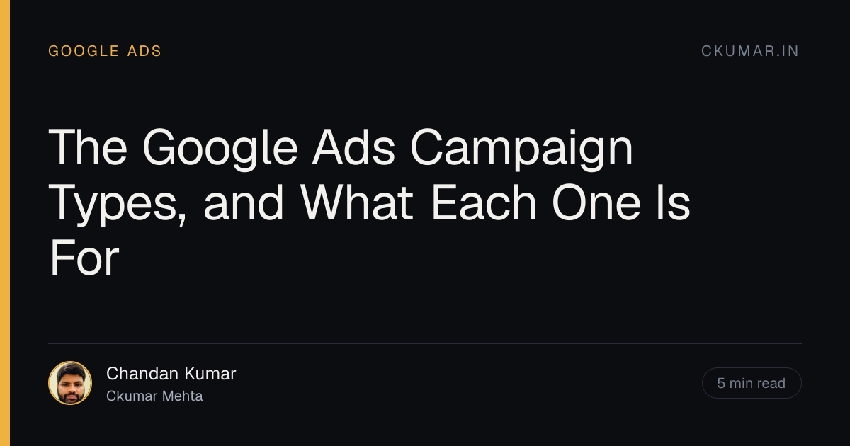 The Google Ads Campaign Types, and What Each One Is For